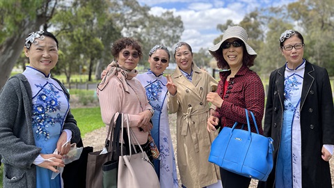 Chinese senior ladies in a park