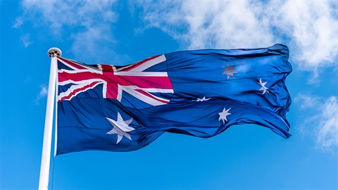 Flying Australian flag