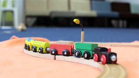 colourful wooden train set
