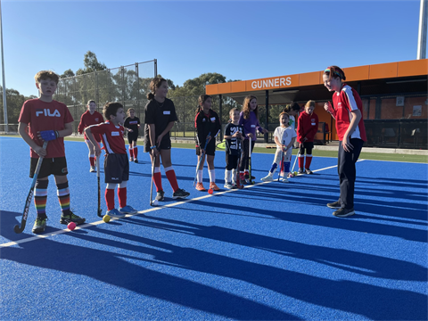 kids about to play hockey