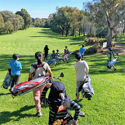 kids on the golf field