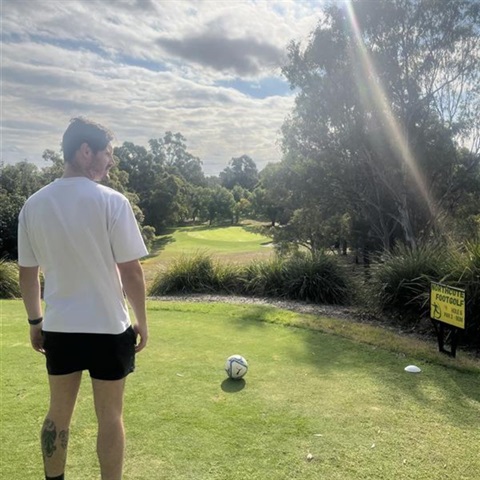 kids playing foot golf