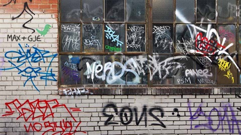 Graffiti on factory wall