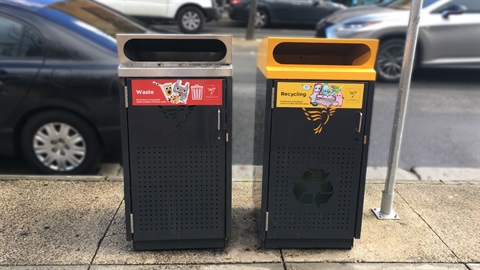 Public waste and recycling bins