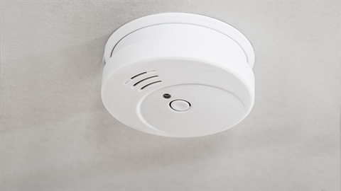 Smoke detector mounted on a ceiling